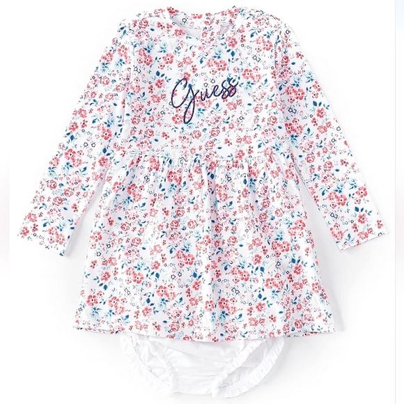 NWT Baby Girl Floral Print Guess Dress Size 24 Months - Picture 1 of 7